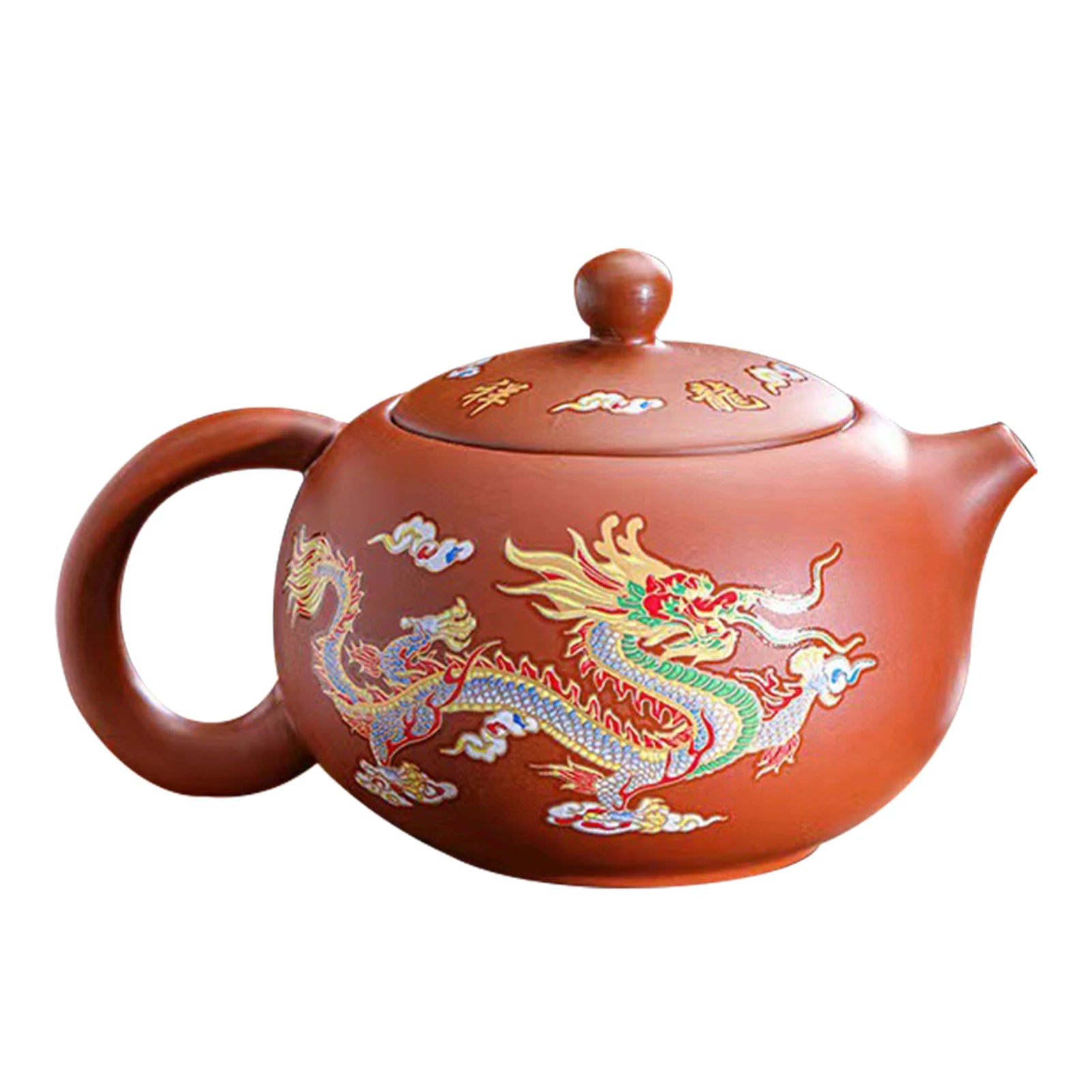 TeaPotHand-madeDragonsPhoenixsColor-changingPurpleClayTeapotReusablePracticalTeaPotGiftForTeaLoverDrinkPuer